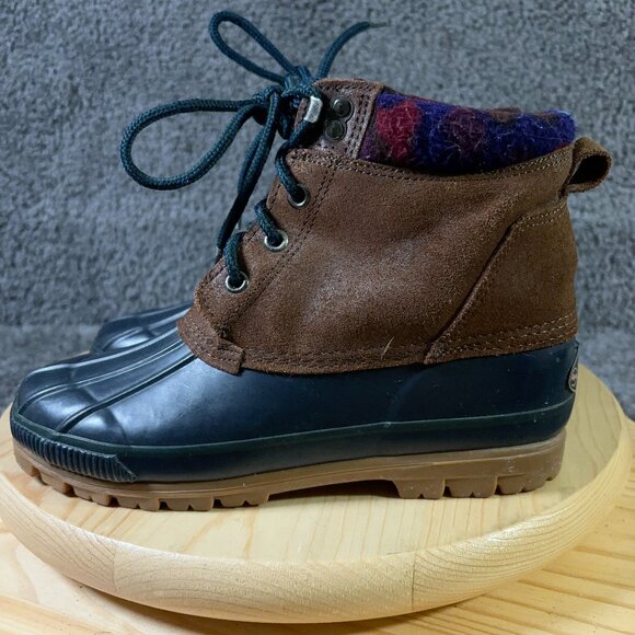 Donner Mountain Peak Boots Womens Size 8 Suede Brown Black Wool Insole - Picture 1 of 9